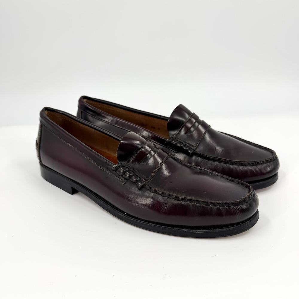 Vintage Burgundy Leather Penny Loafers